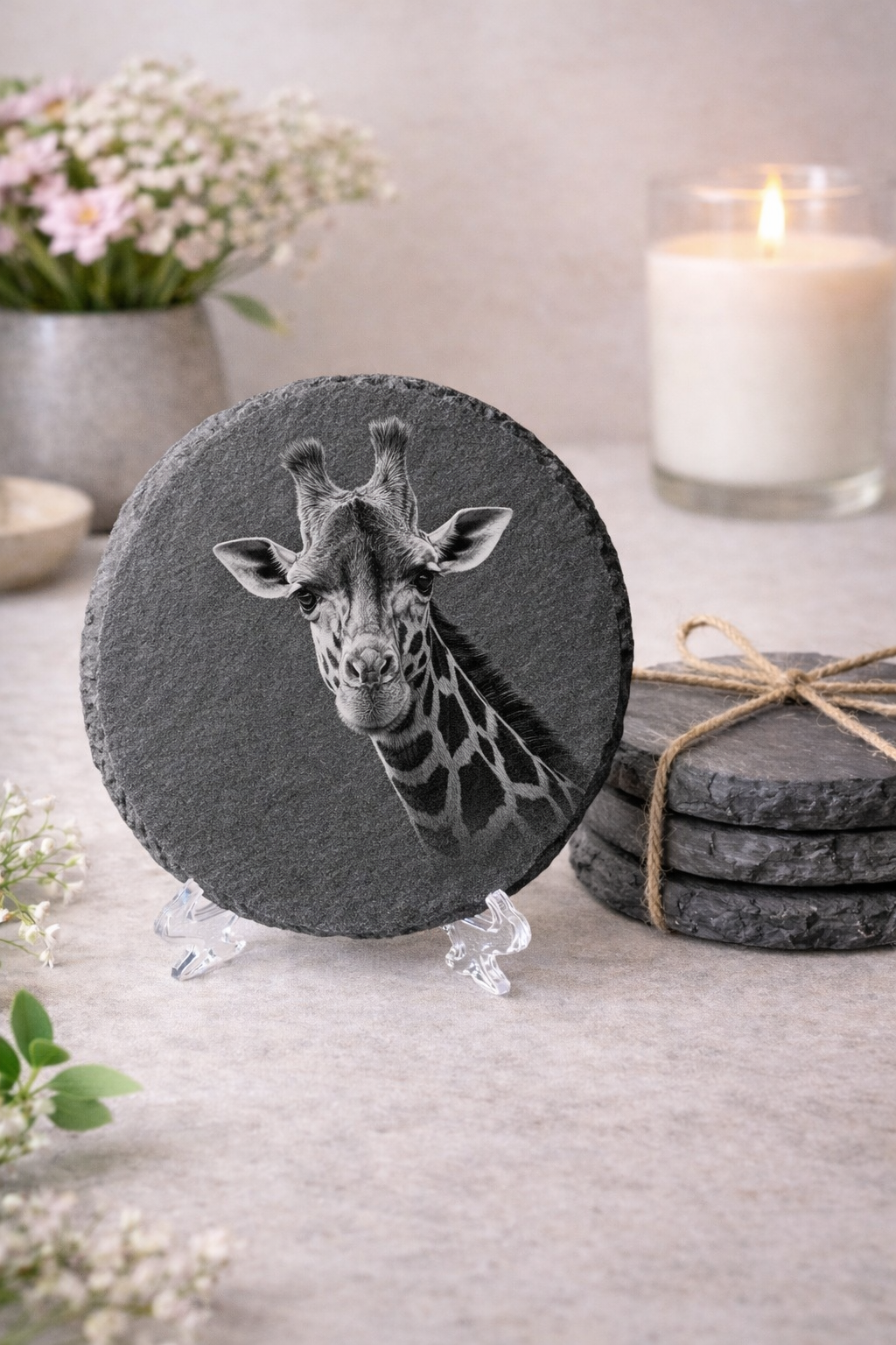 Giraffe 4” Slate Decor/Coasters