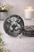 Highland Cow 4” Slate Decor/Coasters