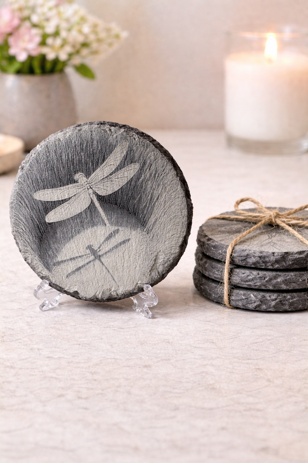 Dragonfly  4” Slate Decor/Coaster