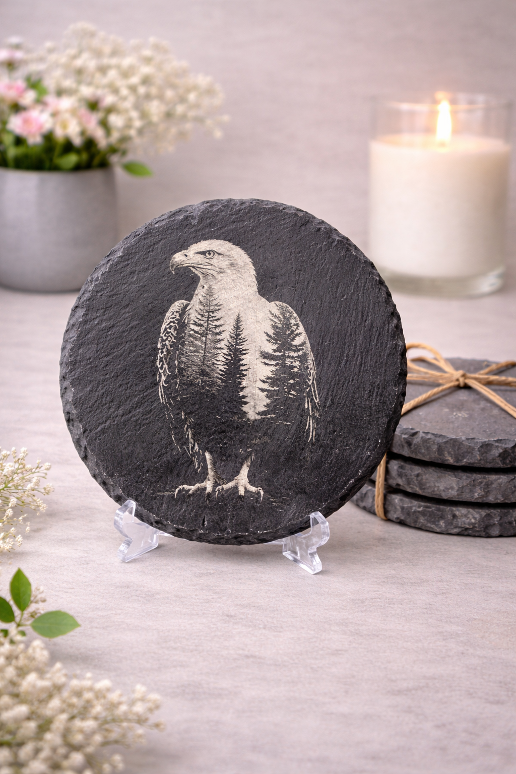 Eagle   4” Slate Decor/Coasters